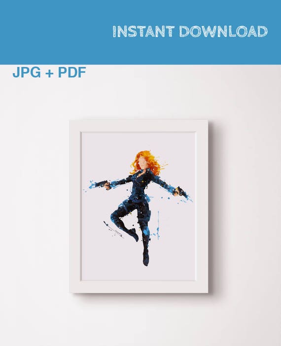 Black widow printable poster Watercolor Avengers print Romanov Avengers wall art Black widow gift Superhero decor Painting Instant download Il_570xn