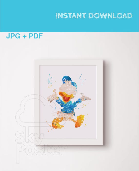 Dewey DuckTales poster Dewey print Dewey watercolor print Ducktales nursery wall decor Disney ducktales Duck tales characters Dewey disney Il_570xn