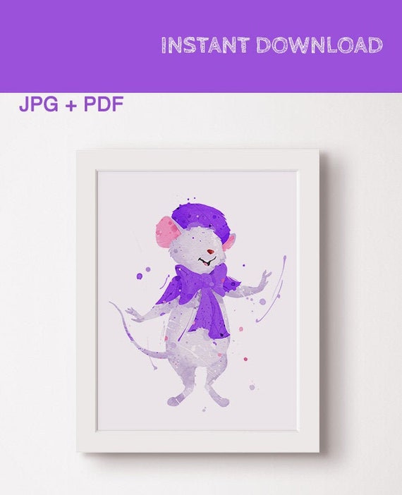 Bianca from Rescuers Down Under Poster Disney Print Art Gift Watercolor Disney characters Instant download Wall art nursery decor Il_570xn