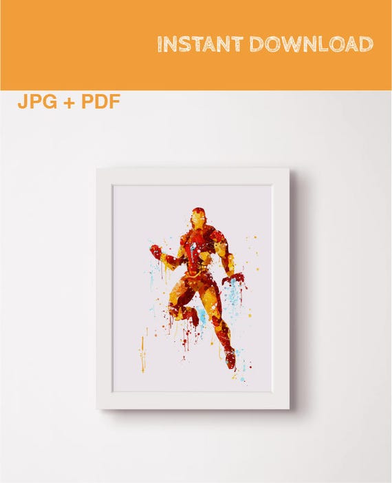 Ironman Watercolor Print Iron Man Printable Poster Avengers Etsy