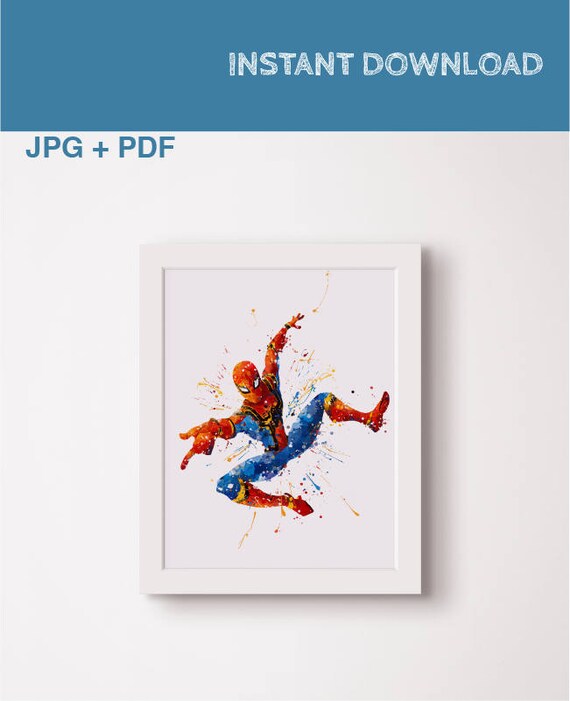 Spiderman watercolor print Spiderman poster Spiderman birthday Spiderman party Avengers poster Spiderman wall art Spiderman printable gift Il_570xn