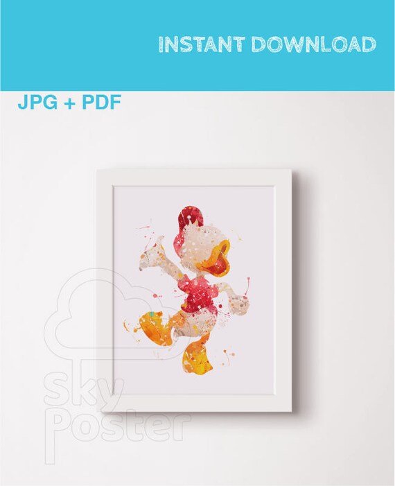 Huey DuckTales poster Huey print Huey watercolor print Ducktales nursery wall decor Disney ducktales Duck tales characters Huey disney print Il_570xn