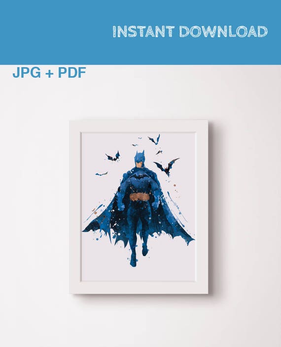 Batman print Watercolor batman poster Superhero print Justice league wall art DC Nursery Bedroom Batman gifts DC printable Marvel superhero Il_570xn