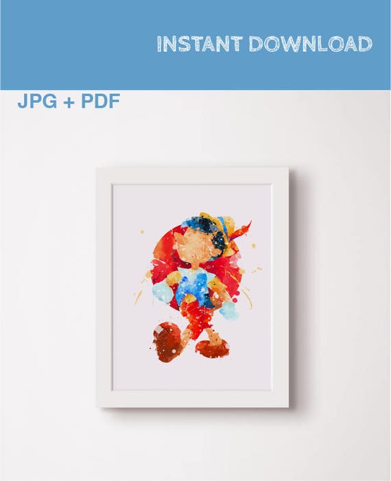 Pinocchio party Pinocchio birthday Pinocchio print disney art Wall art Instant download Wall art Printable poster Kids room Nursery decor Il_570xn