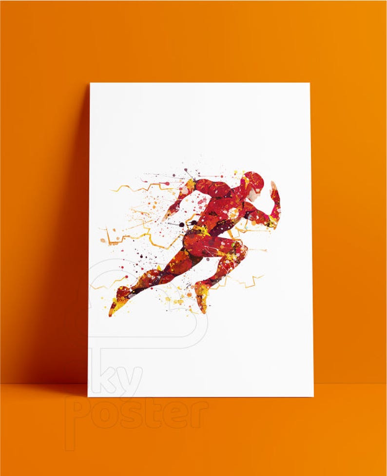 Flash poster Flash art Watercolor flash Flash wall art | Etsy