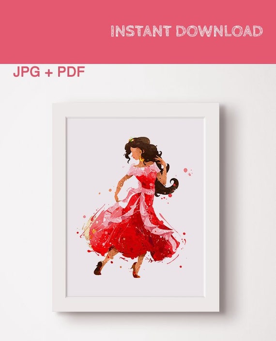 Princess Elena of Avalor party Elena birthday Disney Poster Print Art Gift Watercolor characters Instant download Wall art nursery decor Il_570xn
