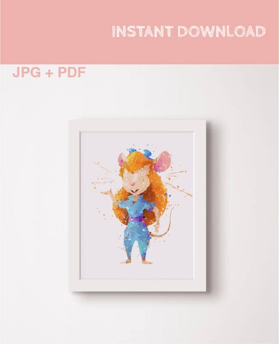 Gadget Hackwrench watercolour print Gadget chip and dale Disney art Gadget poster Disney gadget Nursery wall decor Printable rescue rangers Il_570xn
