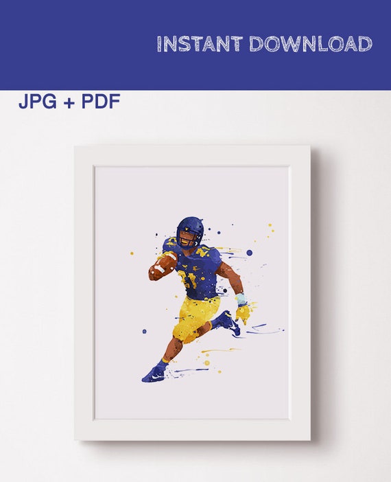 West virginia Mountaineers Football watercolor printable poster West virginia football Mountaineers gift University Art print Wall decor Il_570xn