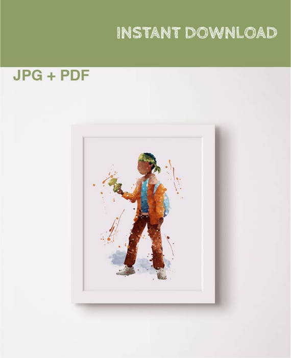 Lucas Stranger things watercolor poster Print Printable Eleven 11 Art Fanart Stranger things character Printable Instant download Decor Gift Il_570xn