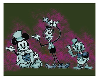 Mickey Goofy Donald as the Hitchhiking Ghosts