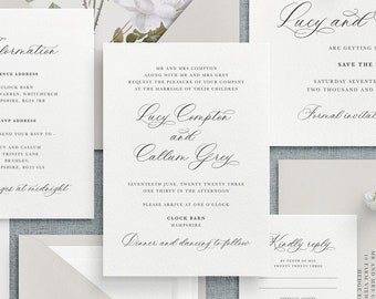 Classic wedding invitation - Luxury wedding invitations with letterpress option - Calligraphy wedding invitations