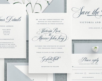 Classic wedding invitations - Calligraph wedding invitations - Traditional wedding invitations -  Letterpress available