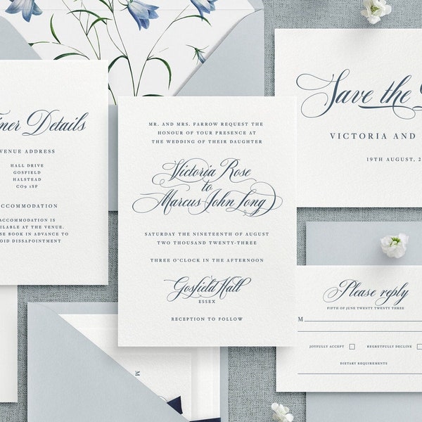 Classic wedding invitations - Calligraph wedding invitations - Traditional wedding invitations -  Letterpress available