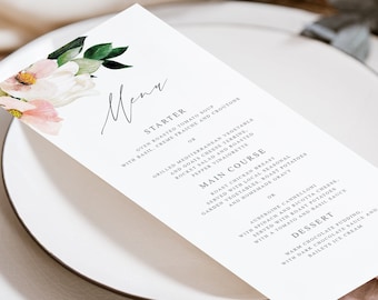 Boho wedding menu template -  Blush wedding menu - Rustic wedding - Editable menu - Instant download