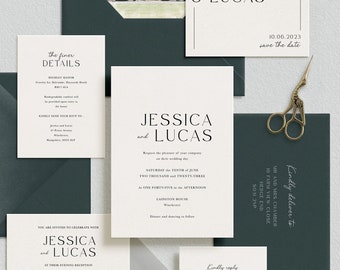 Modern wedding invitations - Minimalist wedding invitations - Classic wedding invitation suite - Printed invitations