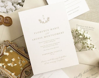 Classic wedding invitation - Luxury wedding invitations with letterpress option - Monogram wedding invitations