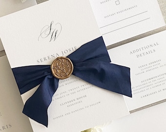 Classic wedding invitation - Luxury wedding invitations with letterpress option - Monogram wedding invitations