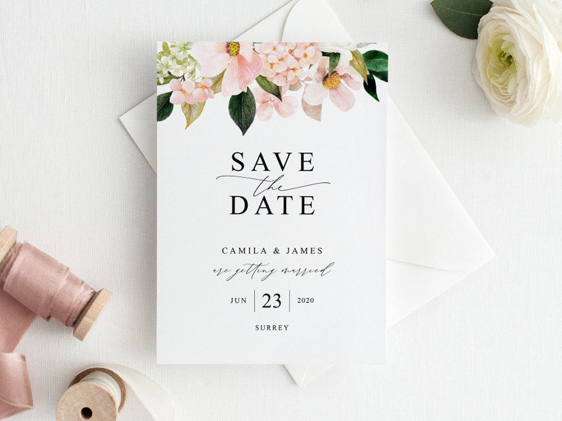 Druckbare Save the Date Vorlage Floral Save the Date Blush Save the Date Boho Hochzeit Sofort download Bild 1