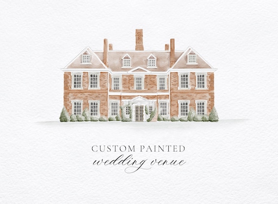 Custom wedding venue illustration  - Watercolor wedding venue - Watercolour wedding painting