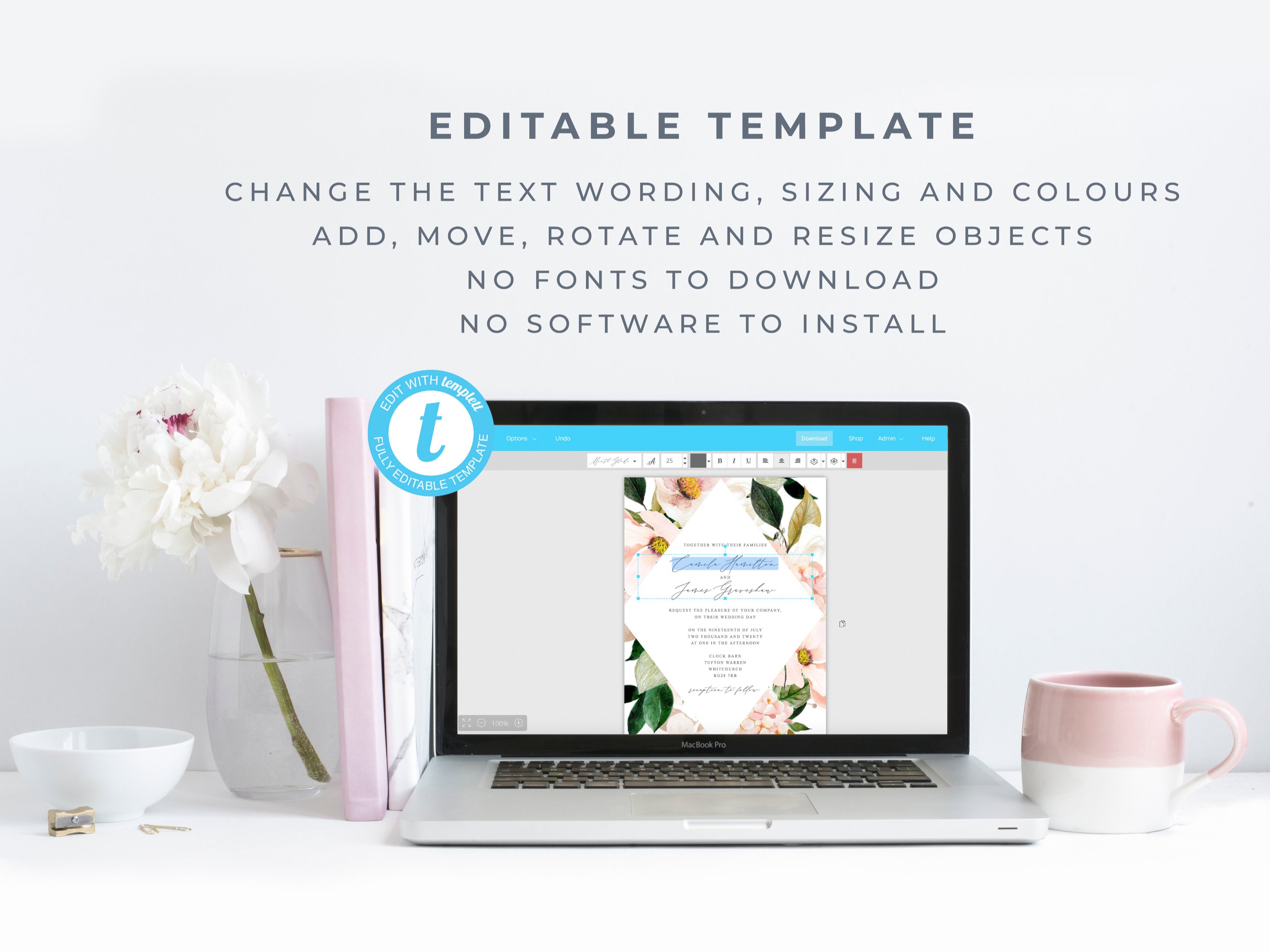 Boho Wedding Menu Template Blush Wedding Menu Rustic Etsy