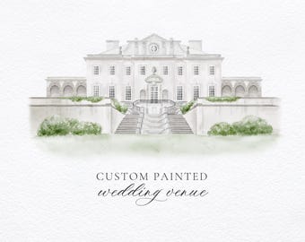 Custom wedding venue illustration  - Watercolor wedding venue - Watercolour wedding painting
