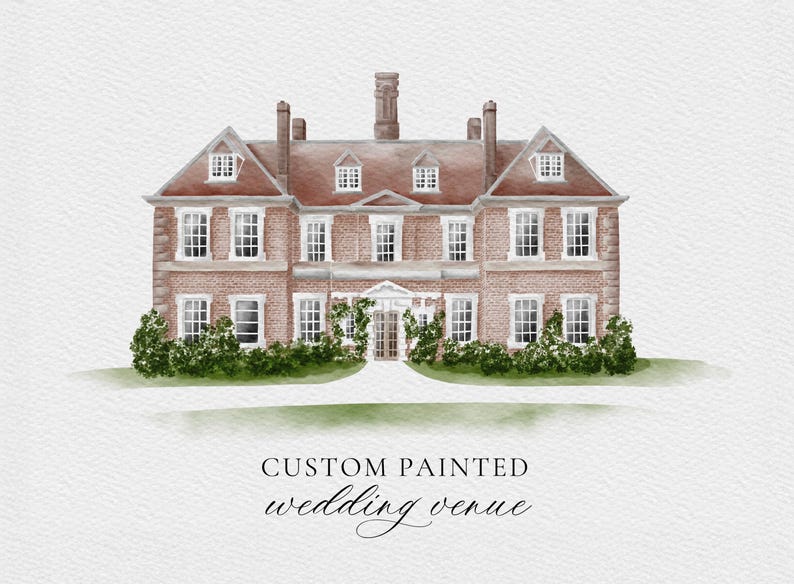 Custom wedding venue illustration - Watercolor wedding venue - Watercolour wedding painting image 1
