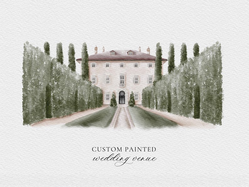 Custom wedding venue illustration - Watercolor wedding venue - Watercolour wedding painting image 5