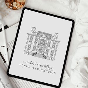 Wedding venue illustration  - Line drawing venue - Hand Drawn - Personalised wedding venue