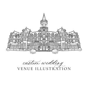 Wedding venue illustration  - Line drawing venue - Hand Drawn - Personalised wedding venue