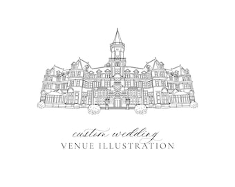 Wedding venue illustration  - Line drawing venue - Hand Drawn - Personalised wedding venue