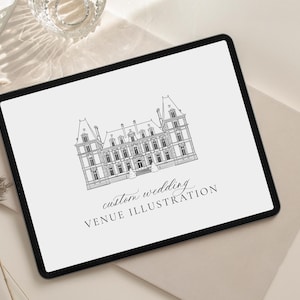 Wedding venue illustration  - Line drawing venue - Hand Drawn - Personalised wedding venue