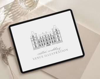 Wedding venue illustration  - Line drawing venue - Hand Drawn - Personalised wedding venue