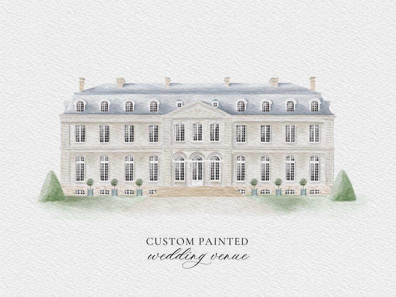 Custom wedding venue illustration - Watercolor wedding venue - Watercolour wedding painting image 2