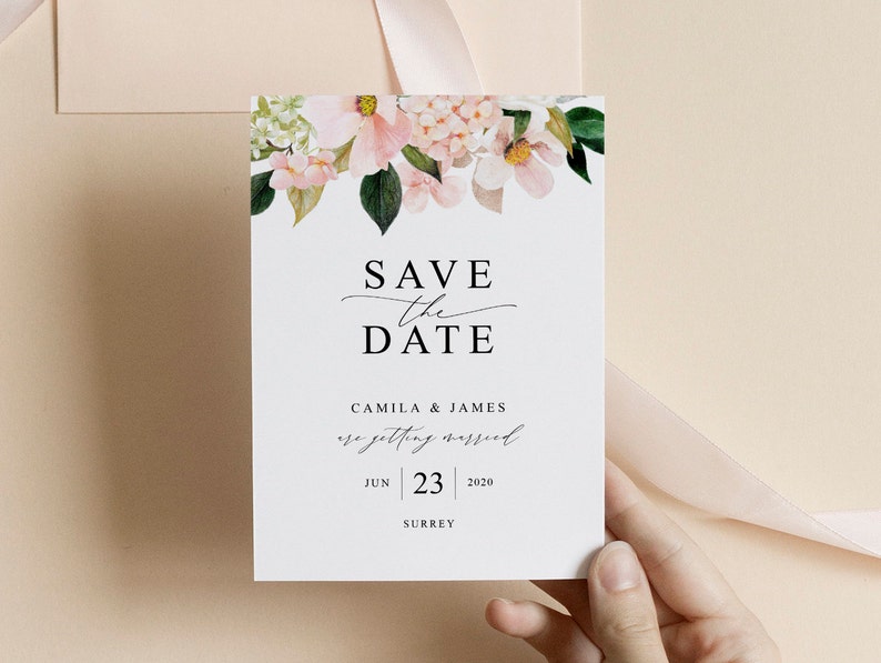 Druckbare Save the Date Vorlage Floral Save the Date Blush Save the Date Boho Hochzeit Sofort download Bild 2