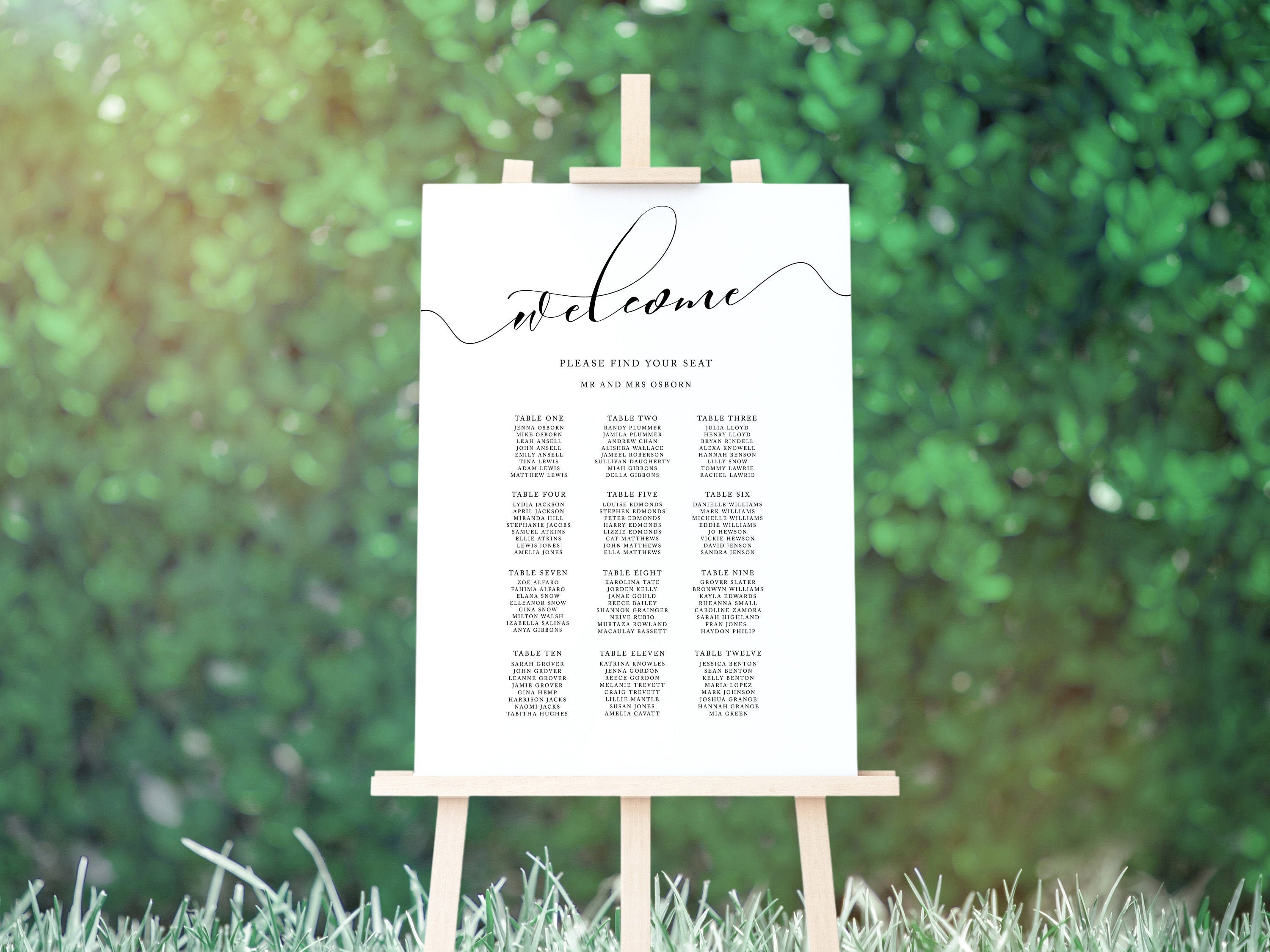 Modern Seating Chart Template Wedding Seating Plan Wedding Signs Wedding  Table Plan DIY Wedding Instant Download - Etsy