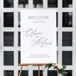 Printable Calligraphy Welcome Sign Template - Editable Modern Wedding Welcome Sign - Minimalist ...