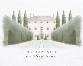 Custom wedding venue illustration  - Watercolor wedding venue - Watercolour wedding painting