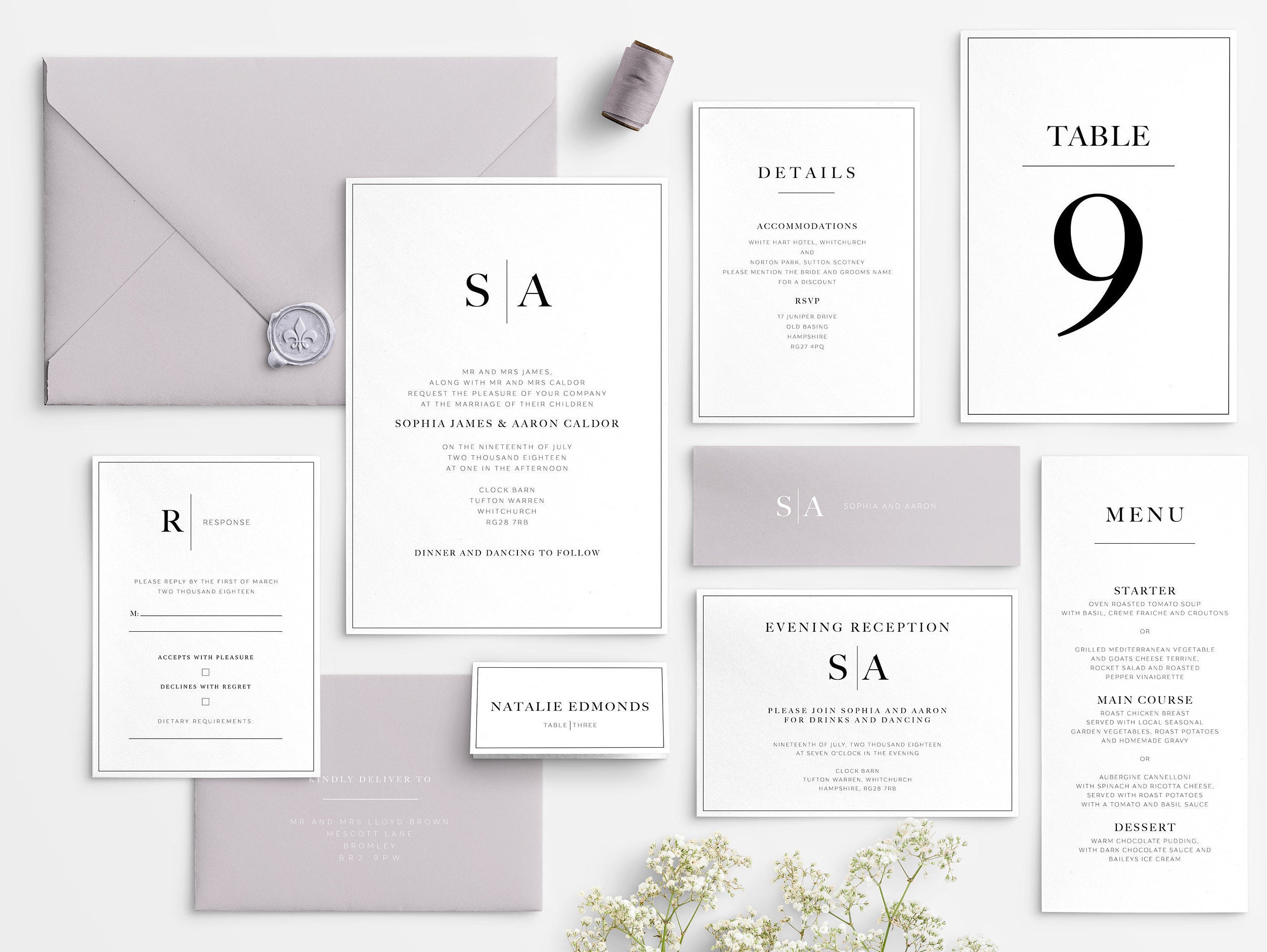 Modern Wedding Bundle Editable Wedding Invitation Template Etsy