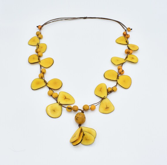 Chunky Statement Necklace Vegetable Ivory Necklace Tagua Necklace in Blue TAG669 Handmade Tagua Nut Necklace Tagua Nut Jewelry
