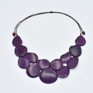 Collar de Nuez Tagua Púrpura / Collar de Tagua Sólido / Joyería de Nuez Tagua / Joyería Orgánica