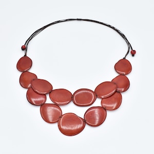 Collar de Nuez De Tagua Roja / Joyería de Nuez Tagua / Joyería Orgánica / Joyería de Nuez Tagua