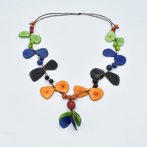 Tagua Nut Statement Necklace / Tagua Nut Jewelry / Picasso Tagua Necklace / Organic Jewelry / Tagua Nut Jewelry