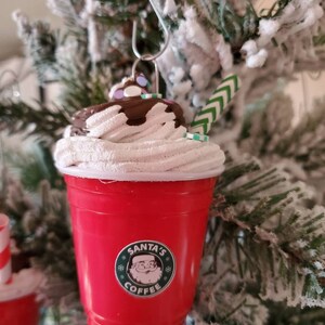 Coffee Cup - Handmade Threadwork Stuffed Christmas Ornament 08