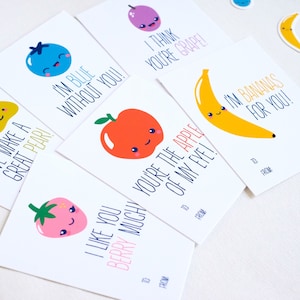 San Valentín de Frutas Imprimibles (10 Diseños) - San Valentín para Niños - San Valentín para Aula y Profesores / DIY
