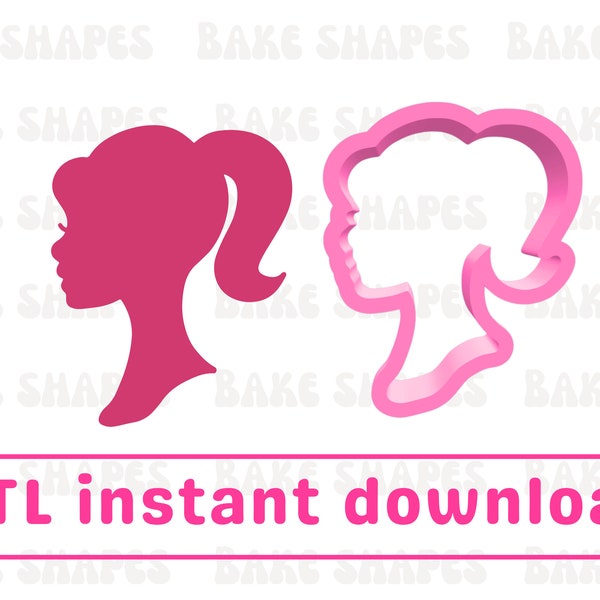 Doll head Cookie Cutter STL, Doll head Silhouette STL Files, Stl Cookie Cutter Files, Girl Head Cookie Cutter, Doll Head Silhouette, Fondant