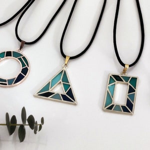 Necklace &quot;Water&quot;, pendant necklace in aqua blue green, epoxy resin jewelry