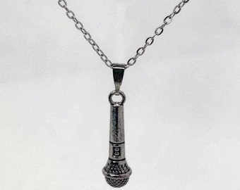 Collar con colgante de micrófono, joyería musical