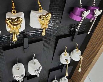 Pendientes de estilo urbano con capuchón de aerosol: joyería de grafiti reciclada, pendientes llamativos de estilo urbano hechos a mano.