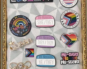 Pines de Orgullo y Empoderamiento Queer, LGBTQ+ | Feminismo | Pro Elección, Esmalte, Pin, Botón, Insignia Arcoíris, Aliado del Progreso, Patriarcado