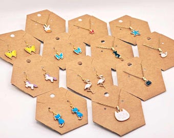Lindos collares y pendientes de animales, dijes de esmalte, joyas para niños, regalo.